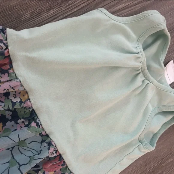 Hanna Andersson Mint Green floral dress size 120 (6-7) - Picture 2 of 4